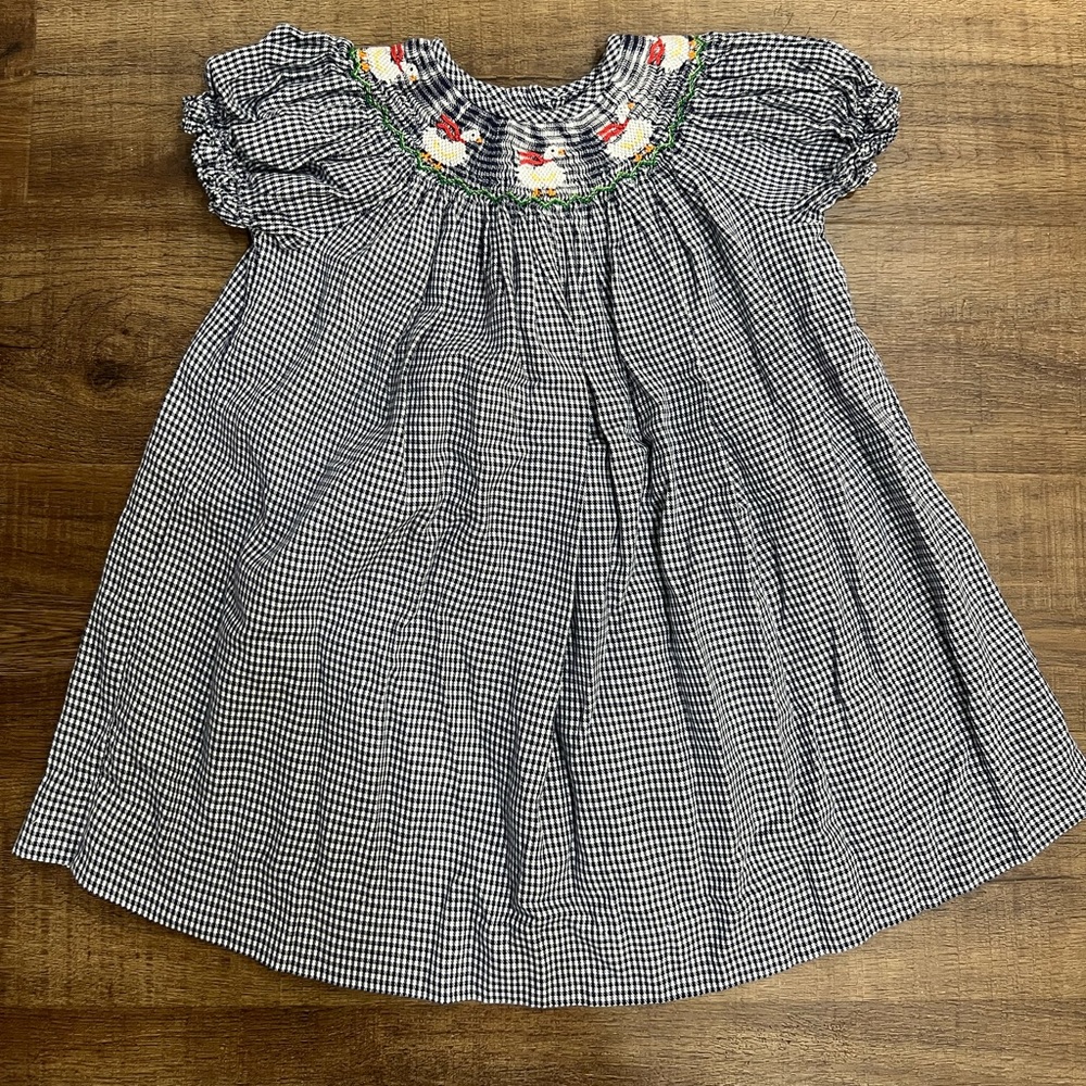 SILLY GOOSE brand smocked dress size 2 goose embroidery